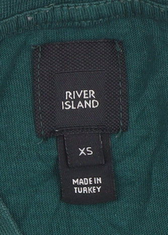 River Island Men's Green Japanese Graphic Print T-Shirt XS