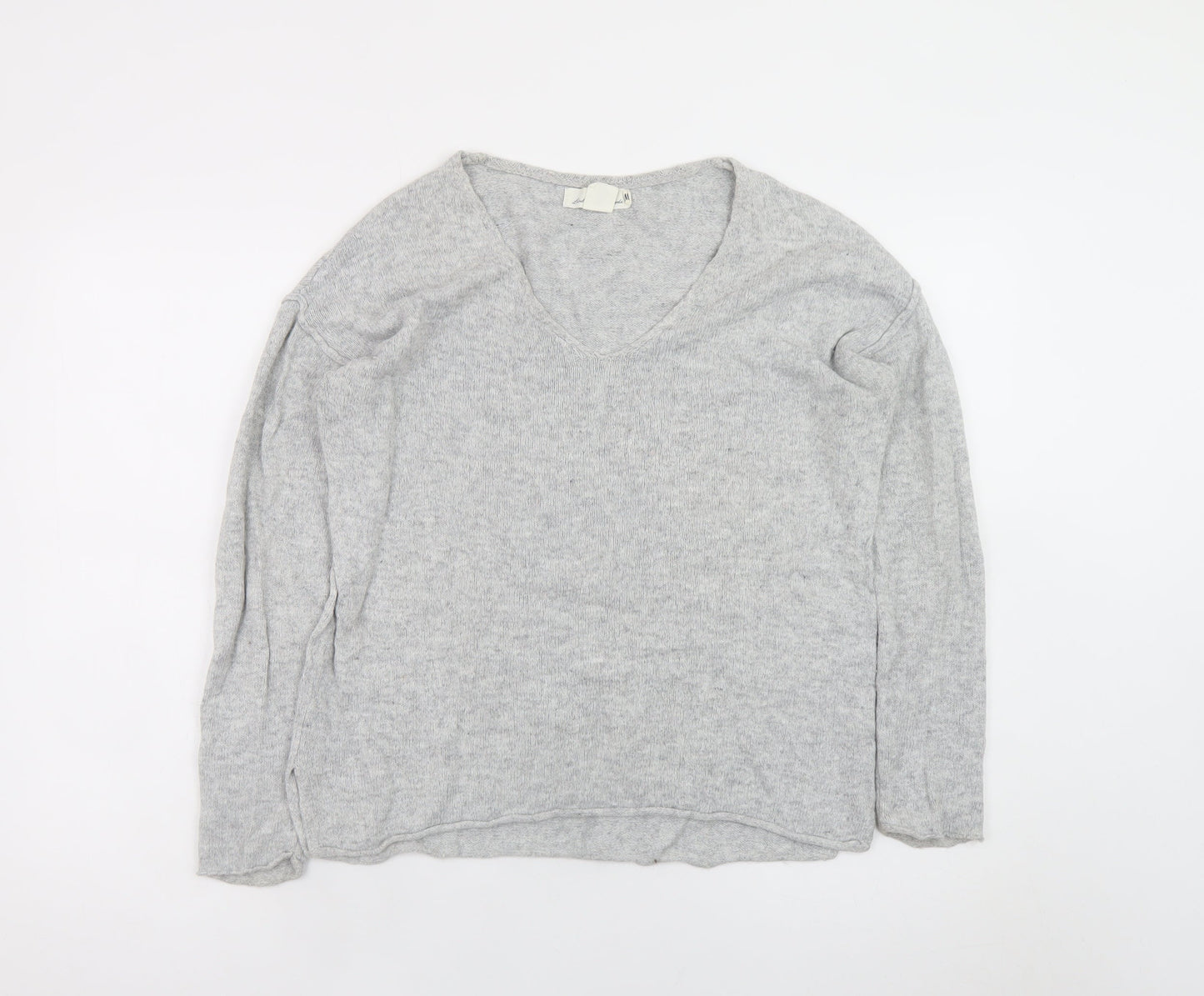 L.O.G.G. Women Grey V-Neck Long Sleeve Knit Pullover Jumper Size 8