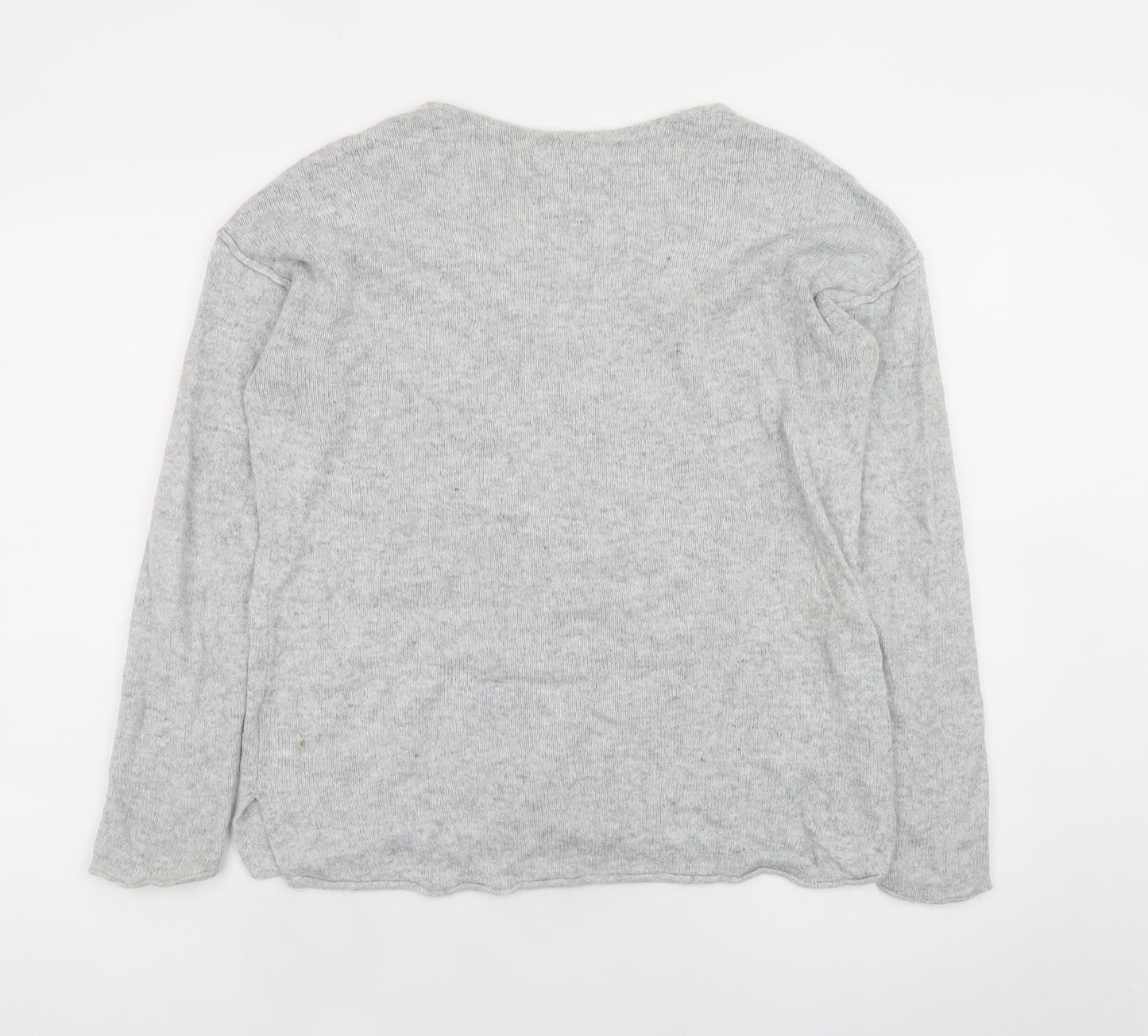 L.O.G.G. Women Grey V-Neck Long Sleeve Knit Pullover Jumper Size 8