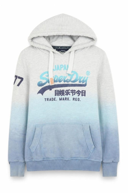 Superdry Women’s Grey Blue Gradient Pullover Hoodie Size M