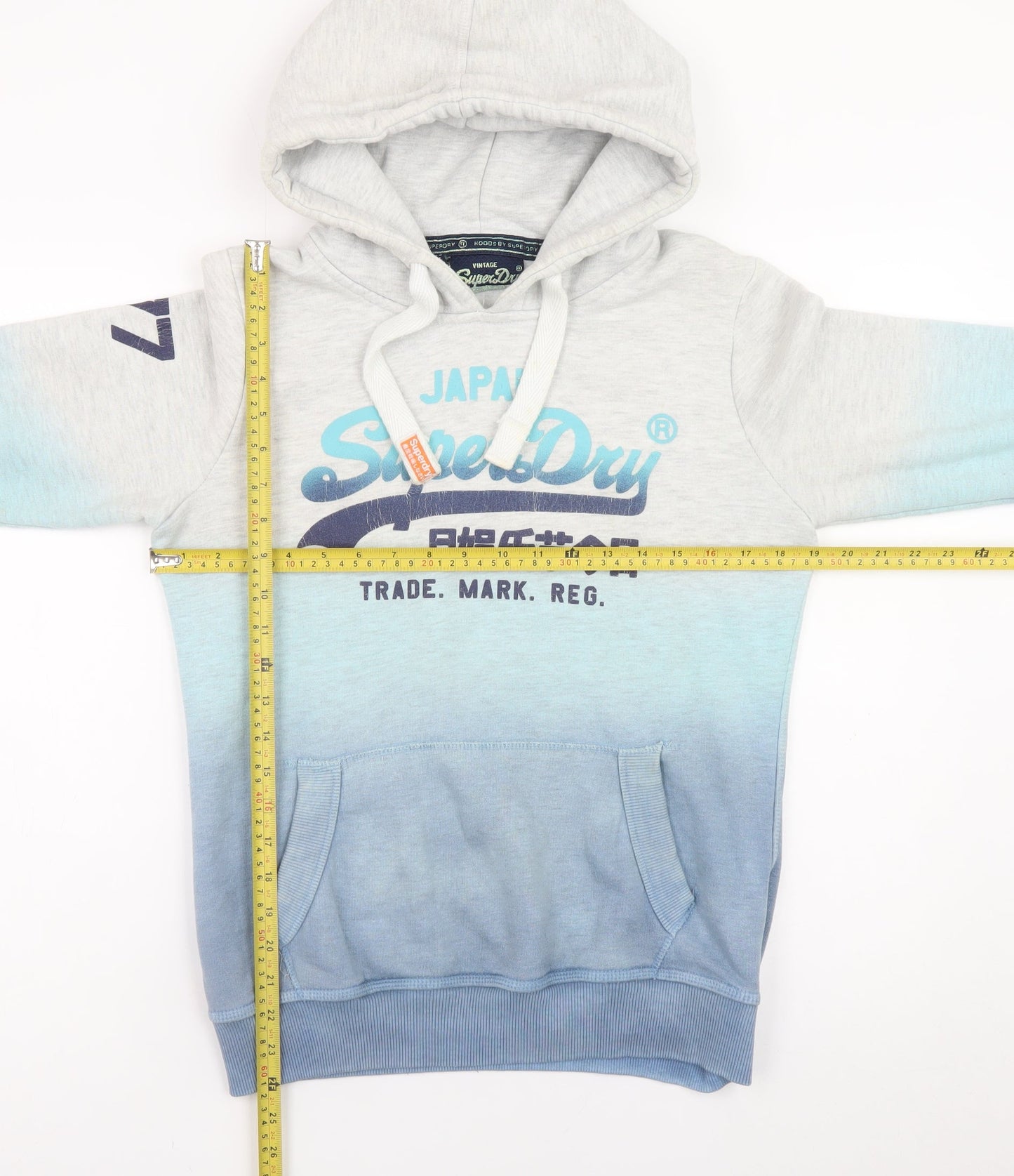 Superdry Women’s Grey Blue Gradient Pullover Hoodie Size M