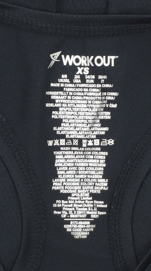 Primark Women’s Black XS Racerback Tank Top Lightweight Gym Activewear