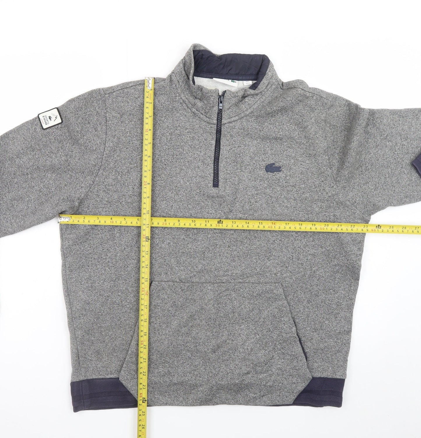 Lacoste Men's Grey XL 1/2 Zip Sweatshirt High Neck Cotton Blend
