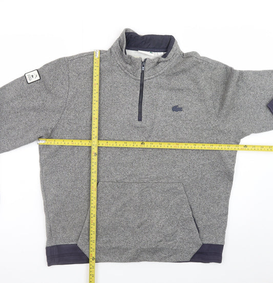Lacoste Men's Grey XL 1/2 Zip Sweatshirt High Neck Cotton Blend