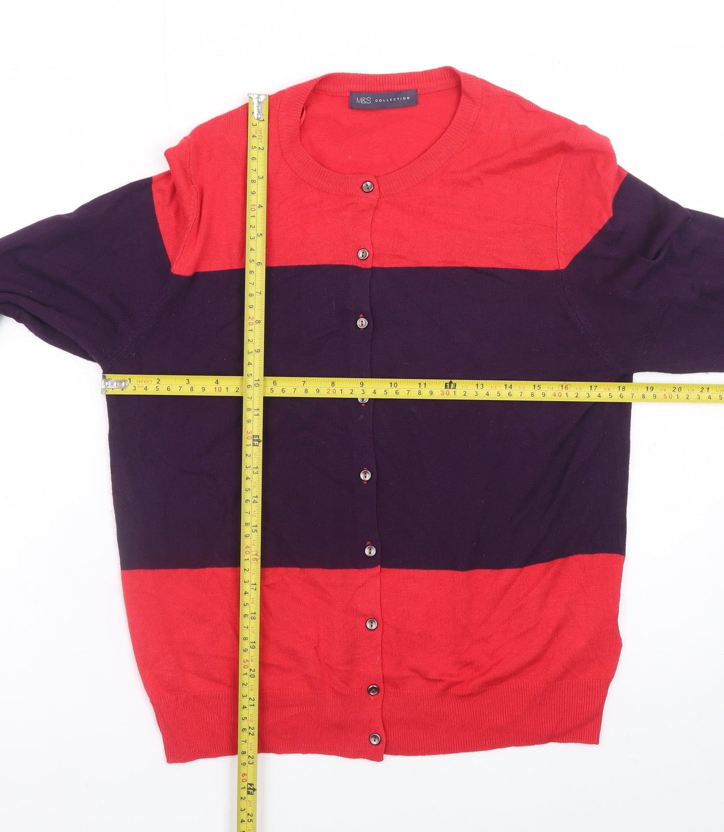 Marks and Spencer Womens Red Purple Striped Cardigan UK 14