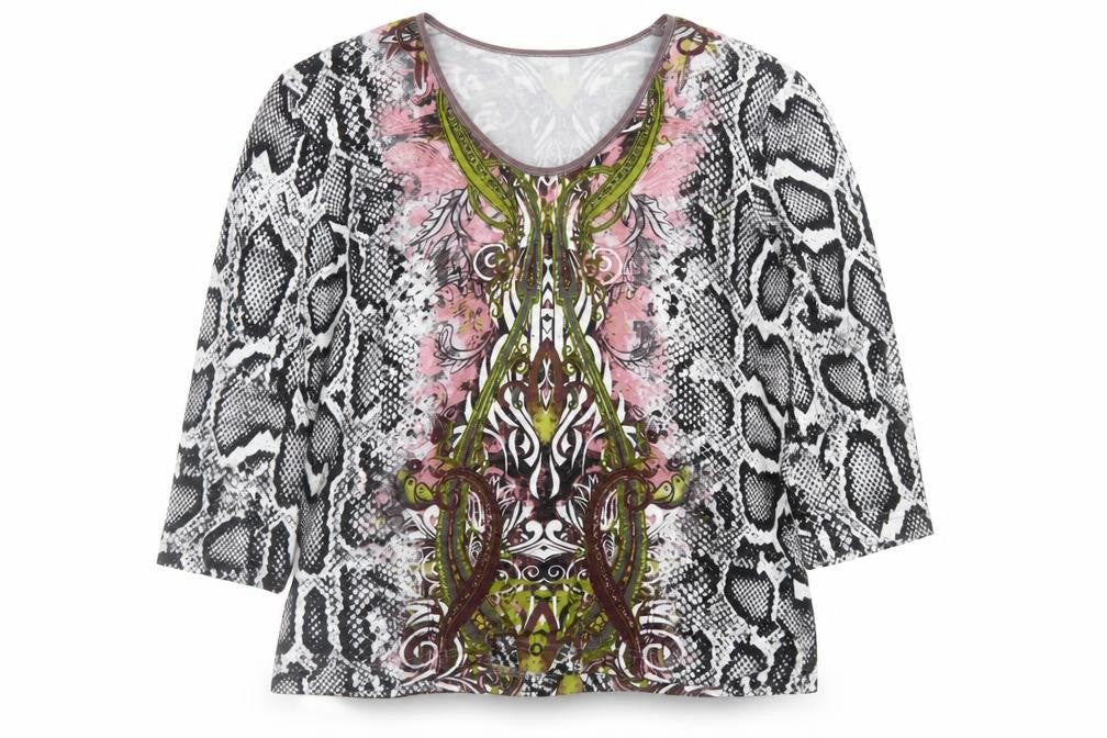 Gerry Weber Women’s Multicoloured Animal Print V-Neck 3/4 Sleeve Jersey Top Size 12