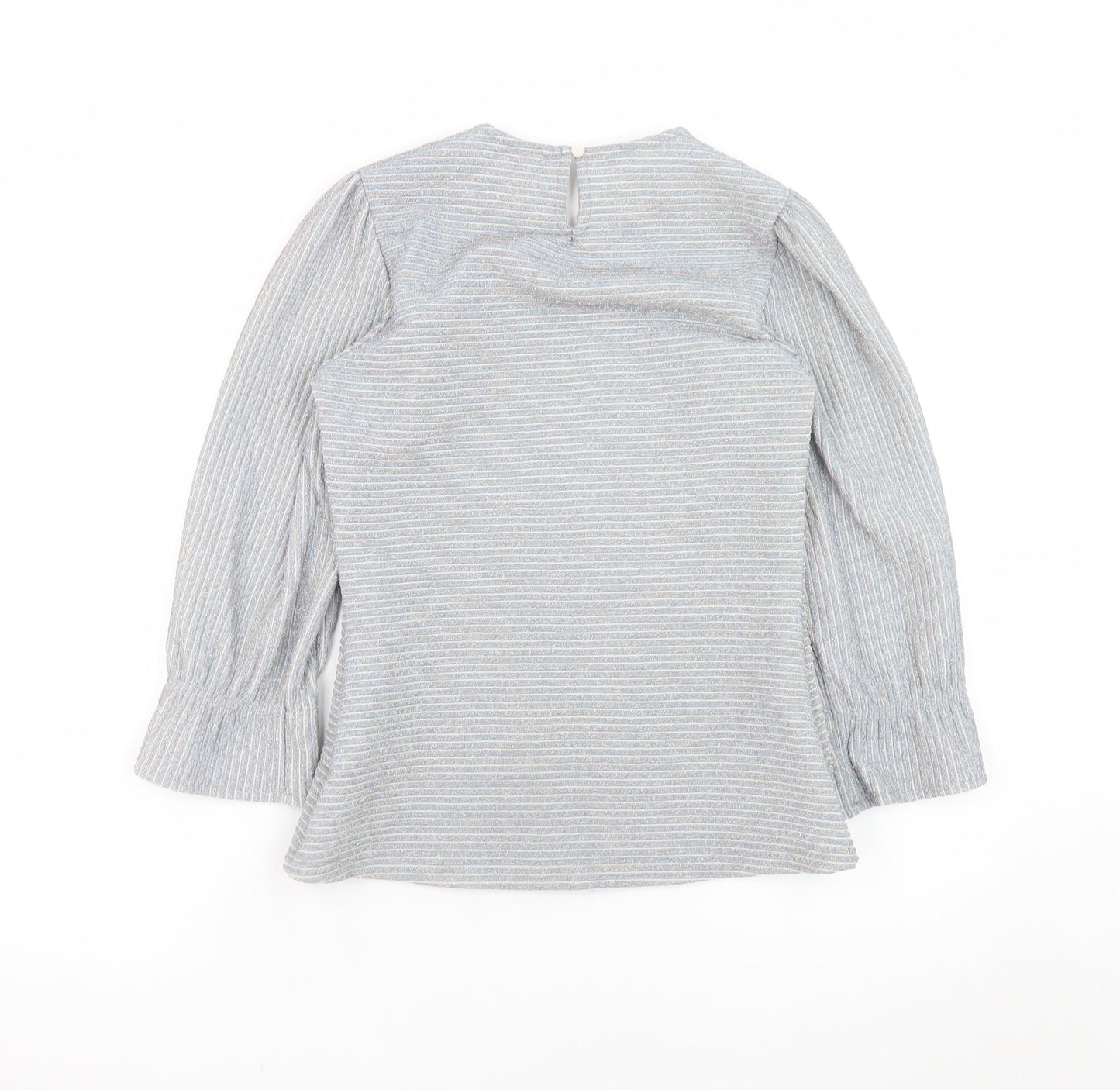 Savida Women Grey Striped Tunic Blouse Long Sleeve XS