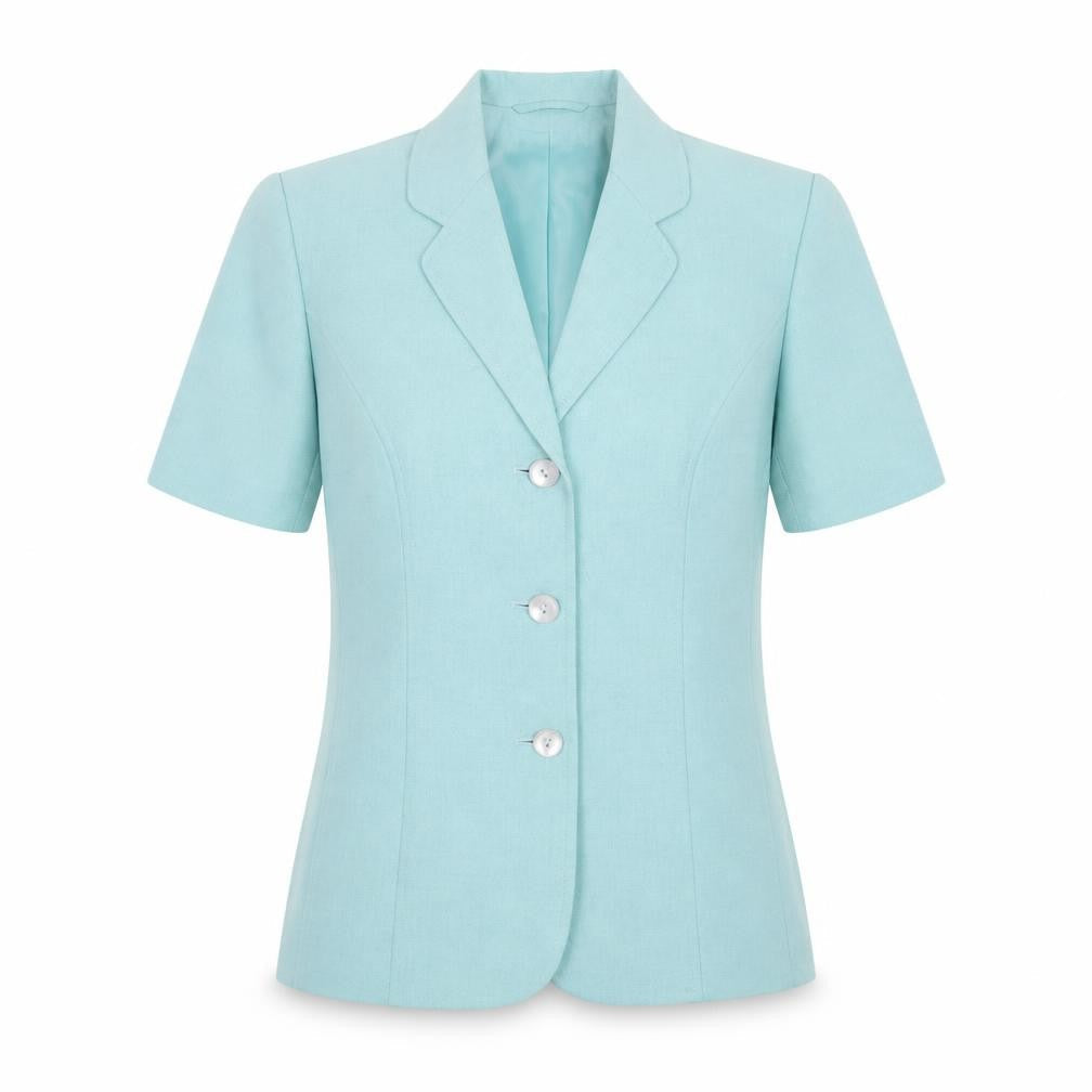 Eastex Women's Blue Short Sleeve Linen Blend Suit Jacket UK 12
