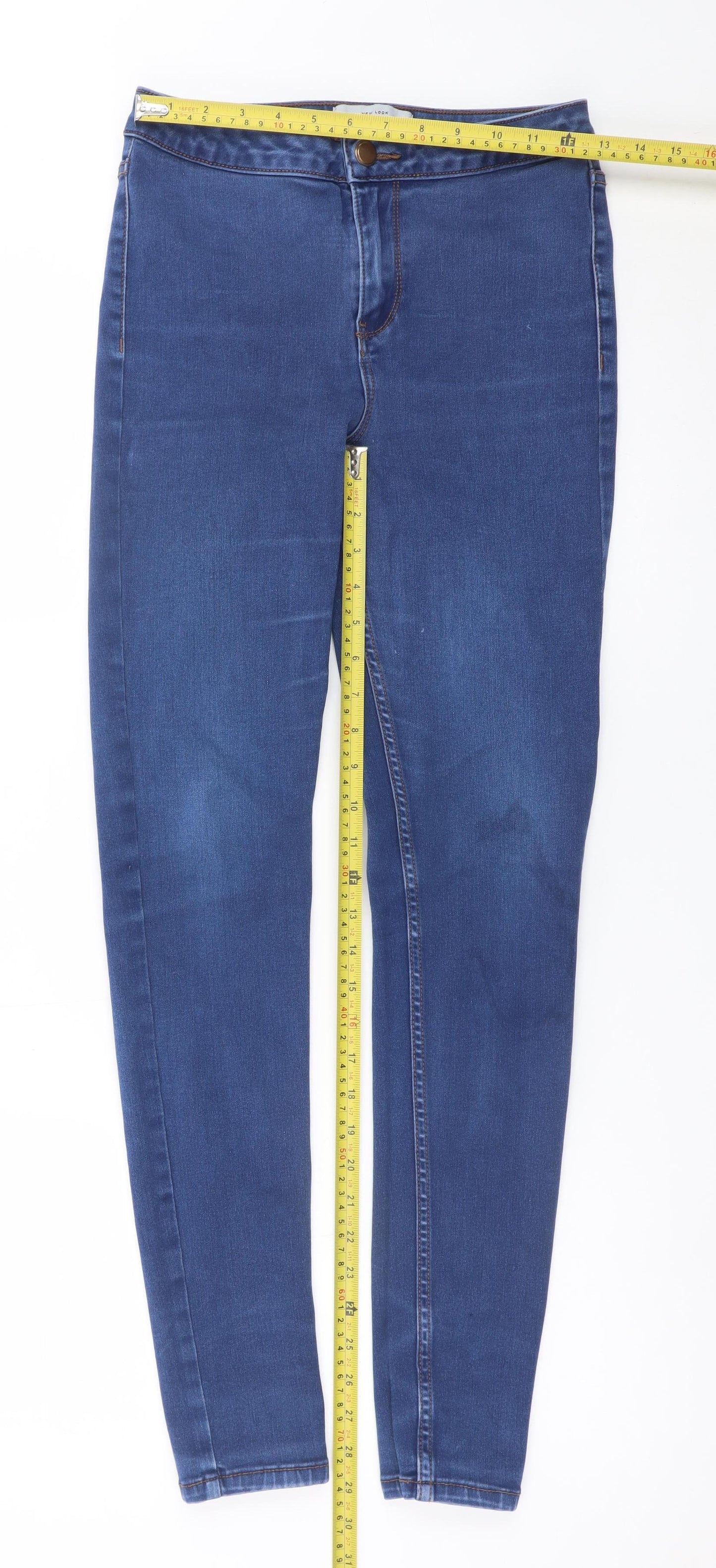 New Look Women's Blue High Waist Super Skinny Jeans Size 10