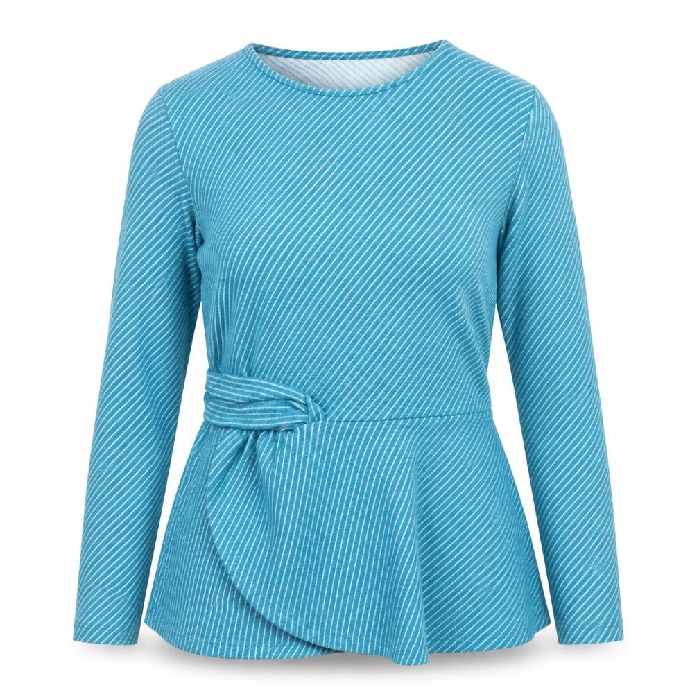 Savida Women's Blue Striped Long Sleeve Wrap Blouse Size 12