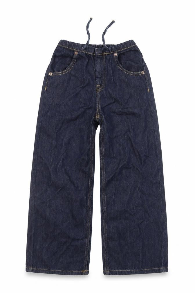 Zara Girls Blue Wide-Leg Jeans 8-9 Years Adjustable Waist Denim