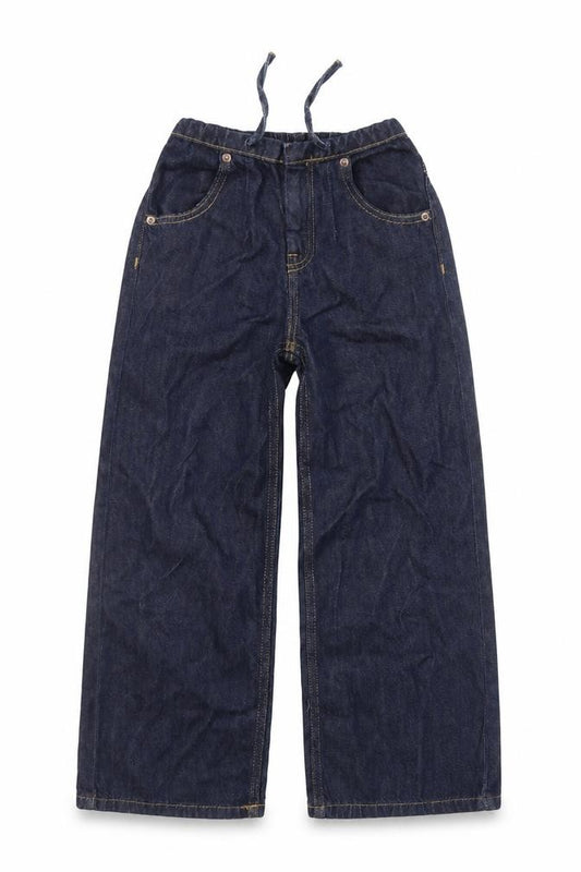 Zara Girls Blue Wide-Leg Jeans 8-9 Years Adjustable Waist Denim