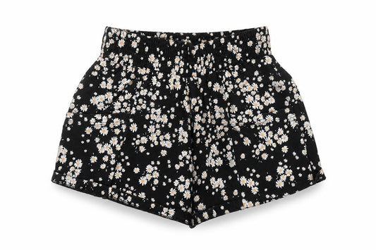 Next Girls Black Floral Daisy Print Cotton Shorts Size 7 Years