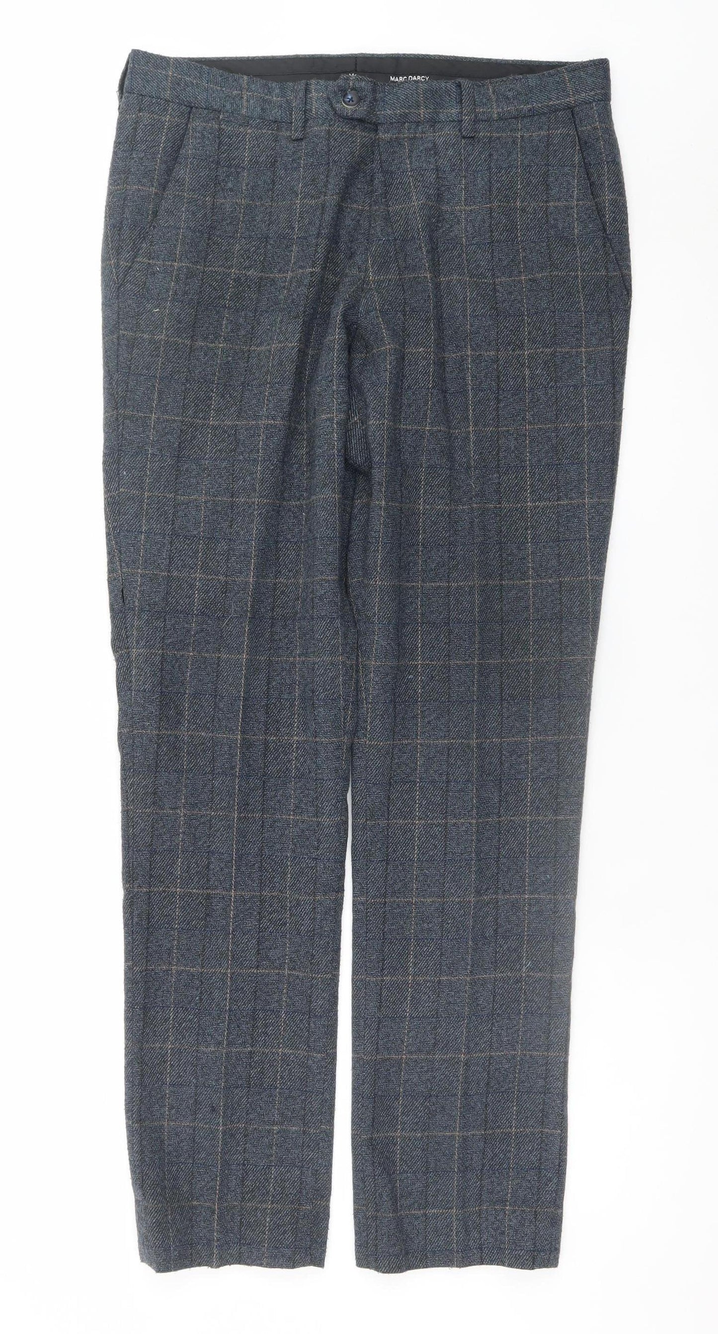Marc Darcy Men's Blue Check Dress Pants Size 32 Regular Fit
