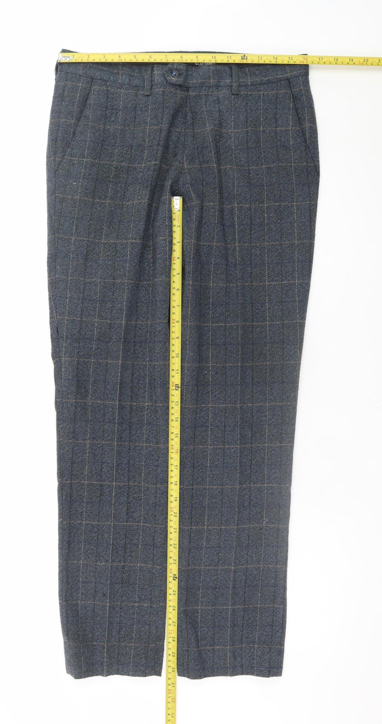 Marc Darcy Men's Blue Check Dress Pants Size 32 Regular Fit