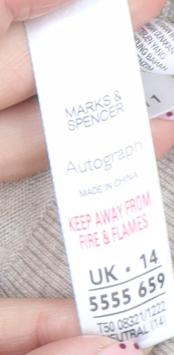 Marks and Spencer Women Beige V-Neck Button Cardigan Size 14