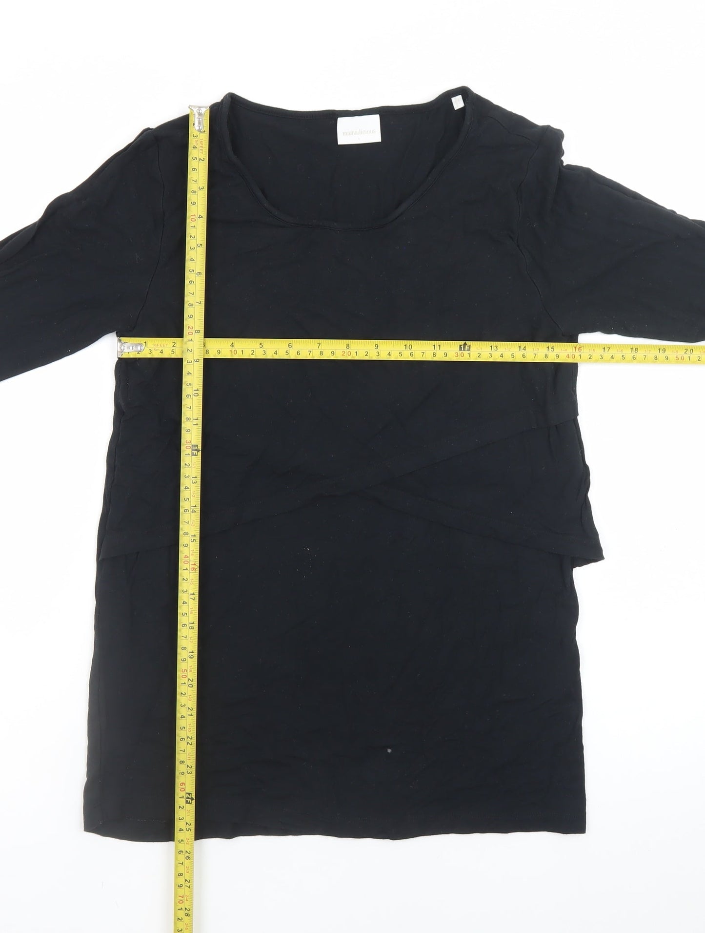 Mamalicious Women's Black Long Sleeve Maternity Jersey Blouse L