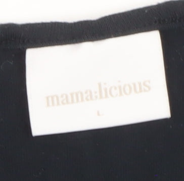 Mamalicious Women's Black Long Sleeve Maternity Jersey Blouse L