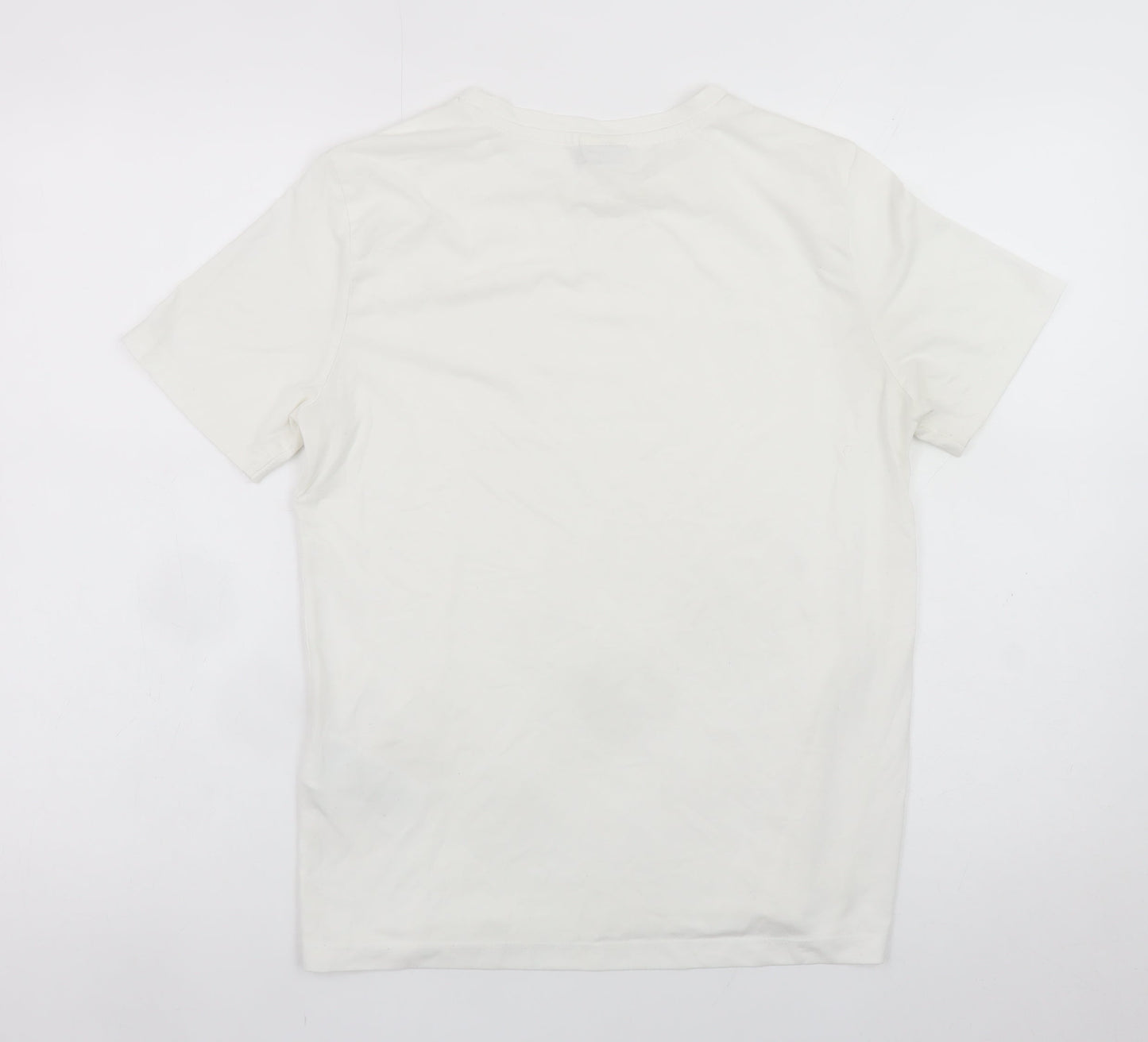 Jacqueline de Yong Women White M Short Sleeve Button Crew Neck T-Shirt