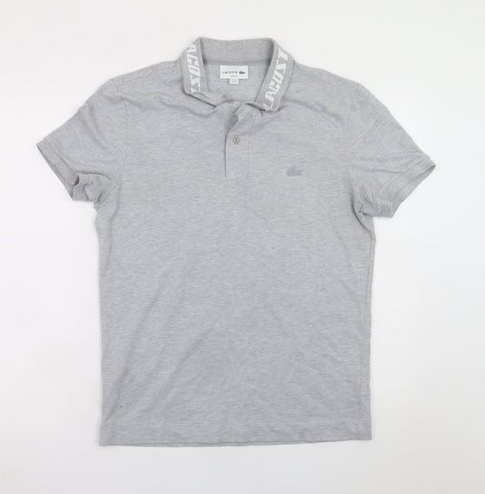 Lacoste Men's Grey Slim Fit Polo Shirt Size M Short Sleeve Logo