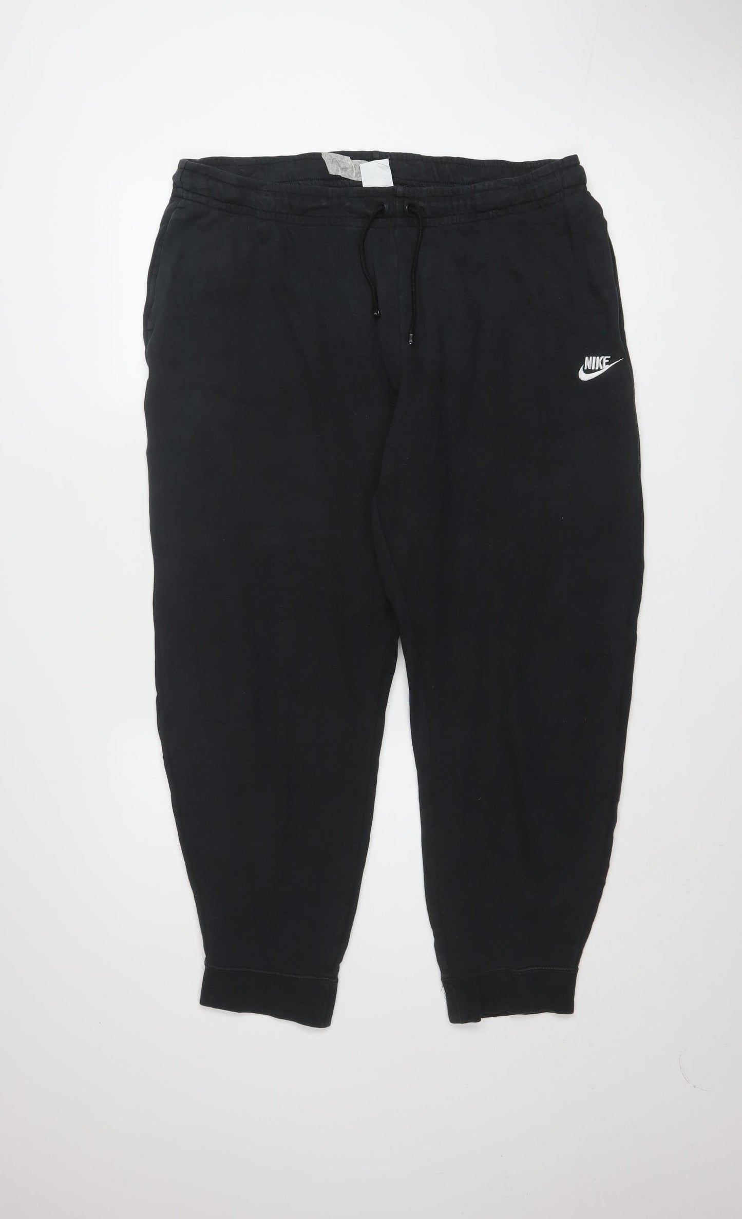 Nike Women Black Cotton Jogger Trousers XL Drawstring Waist