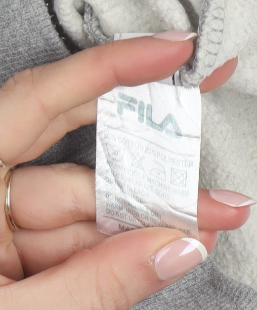 FILA Men's Grey Pullover Logo Hoodie Size S Regular Fit