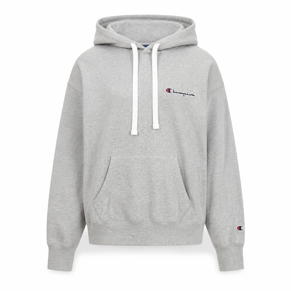 Champion Men's Grey Pullover Hoodie Small Logo Fleece Sweatshirt