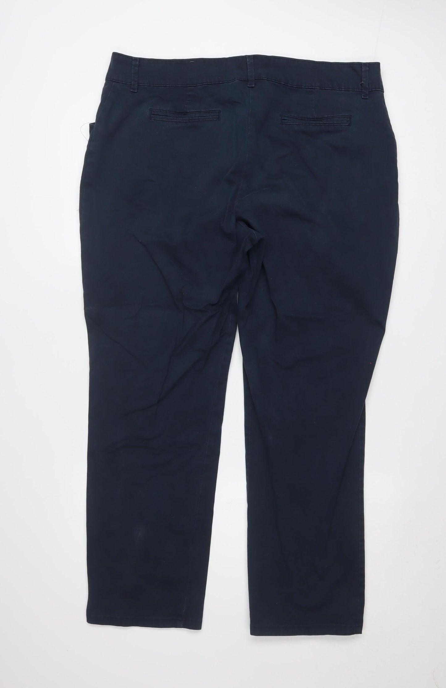 Lee Women's Blue Petite 18 Plus Relaxed Fit Straight Leg Mid Rise Trousers