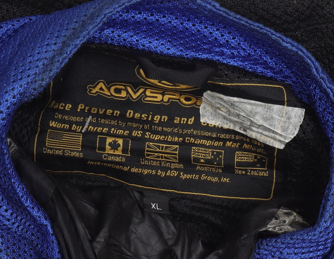 AGVSPORT Men's Blue Motorcycle Jacket XL Mesh Breathable Biker Style