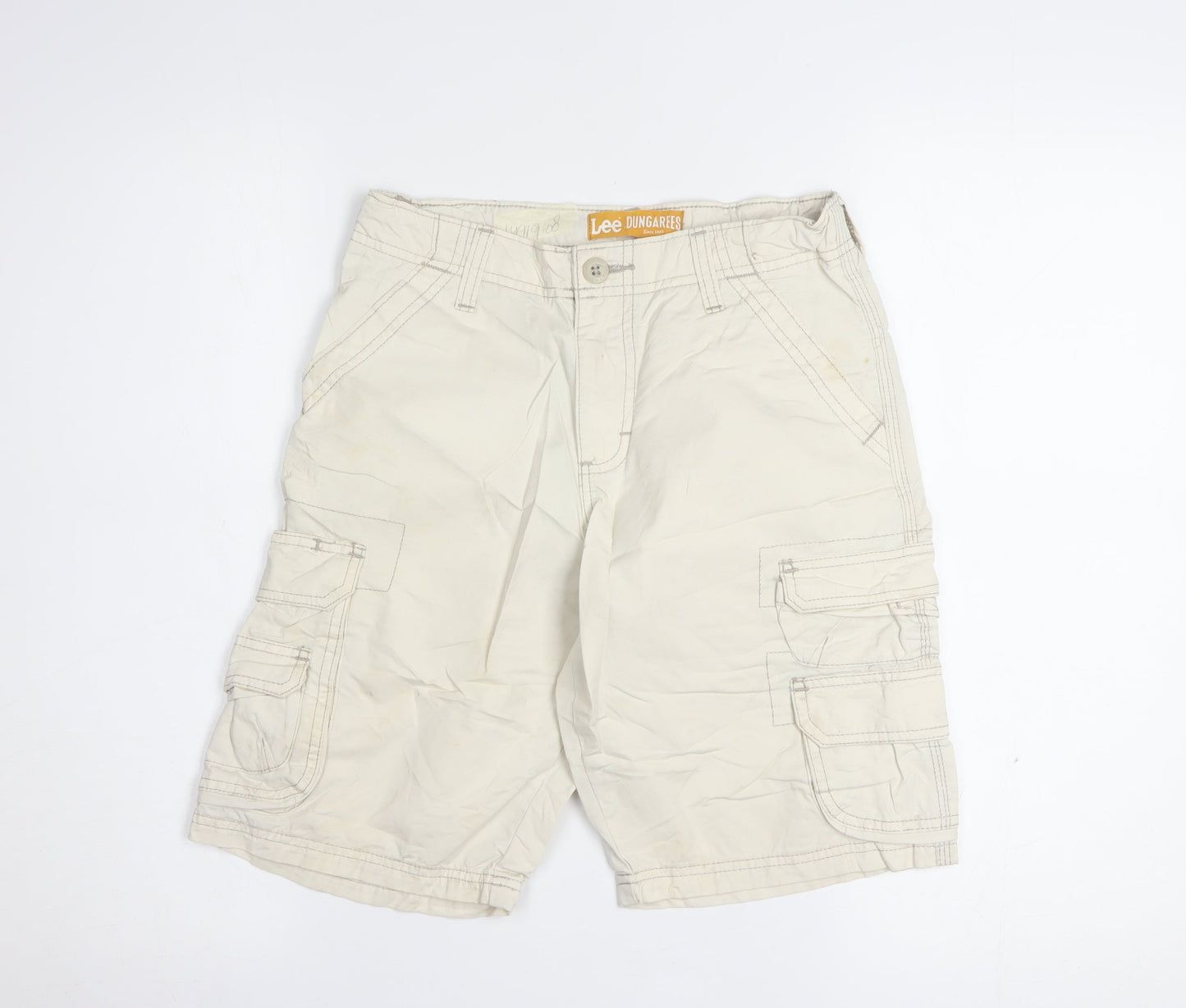 Lee Dungarees Womens Beige Cargo Shorts Size 12R 100% Cotton