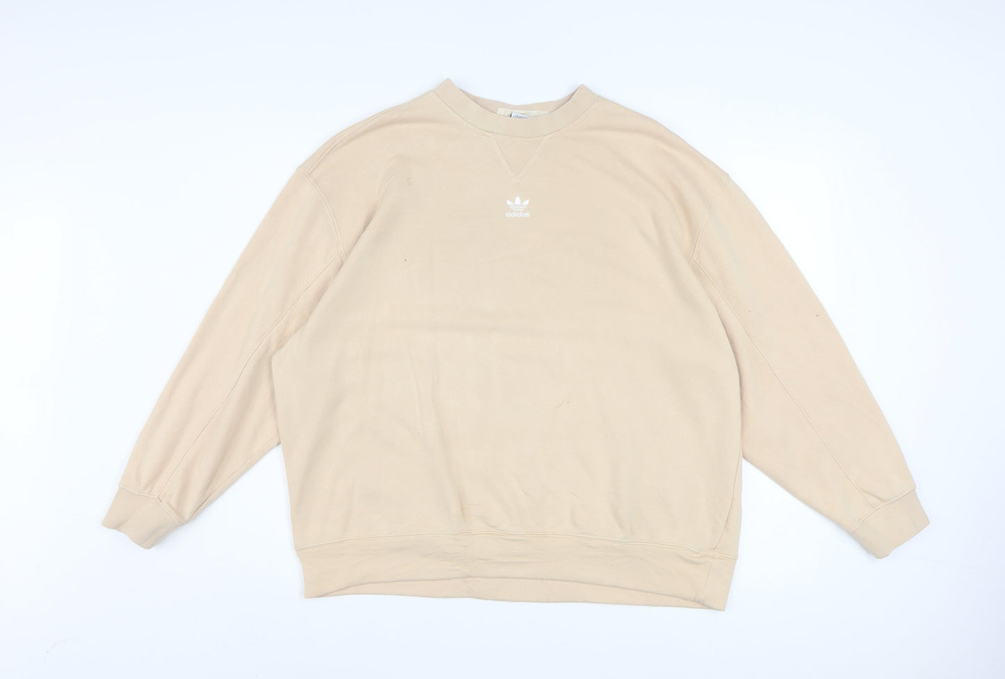 Adidas Womens Beige Crew Neck Sweatshirt Size 12 Cotton Blend Casual
