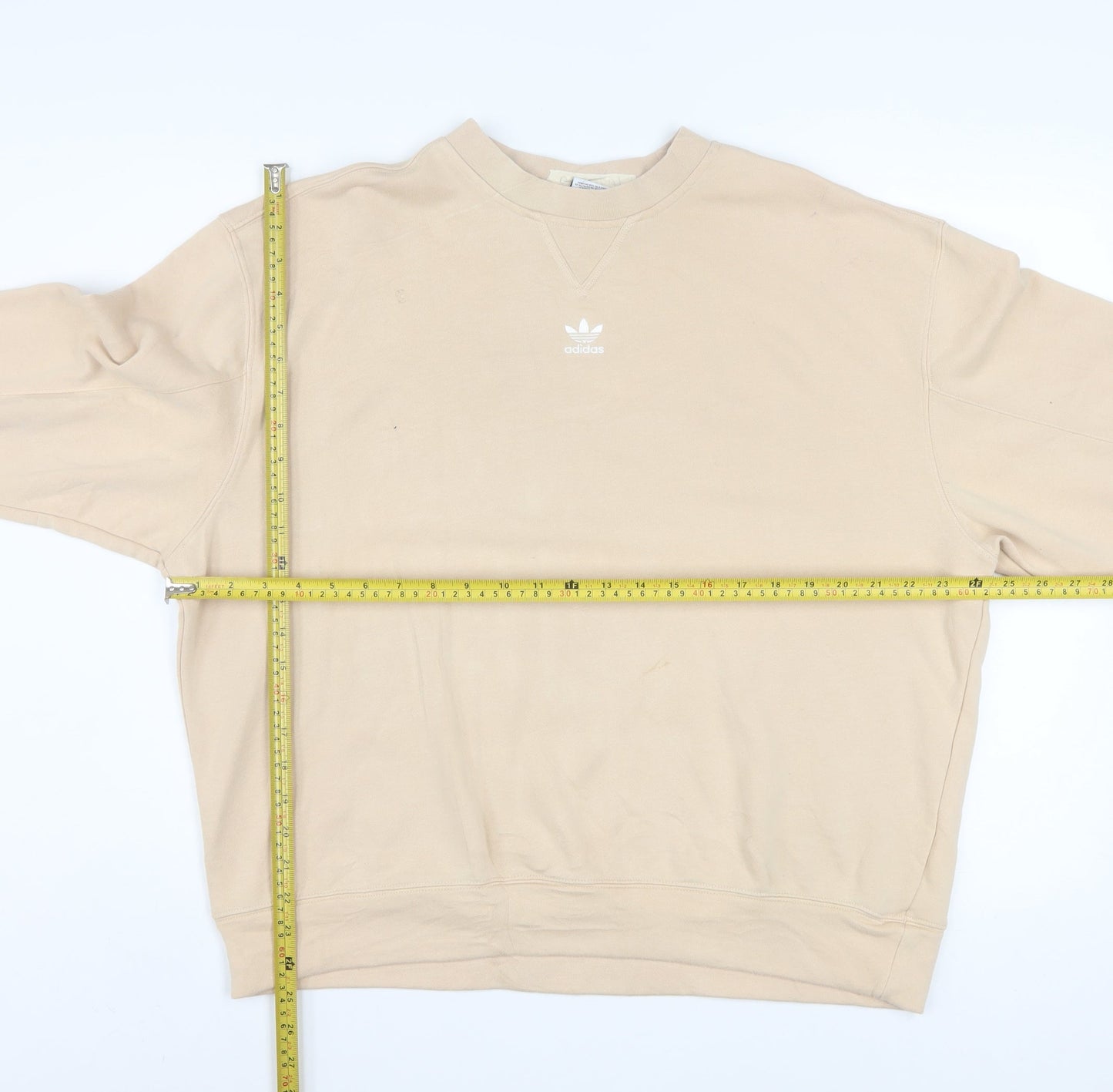 Adidas Womens Beige Crew Neck Sweatshirt Size 12 Cotton Blend Casual