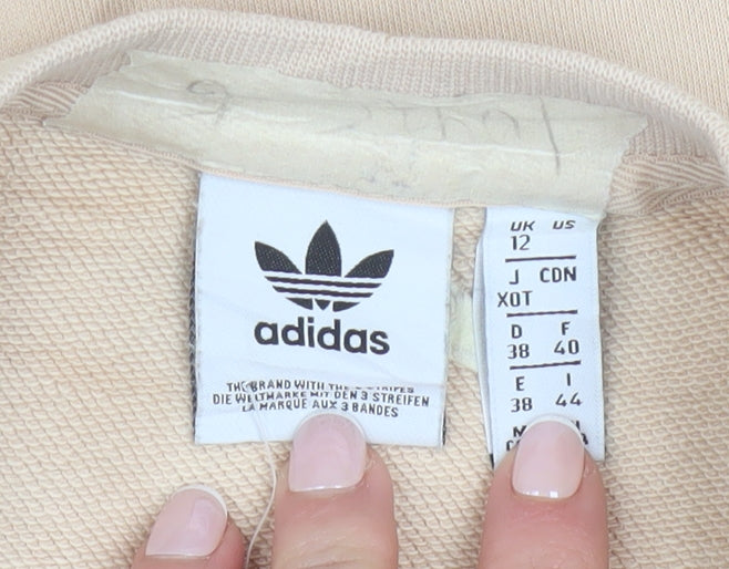Adidas Womens Beige Crew Neck Sweatshirt Size 12 Cotton Blend Casual