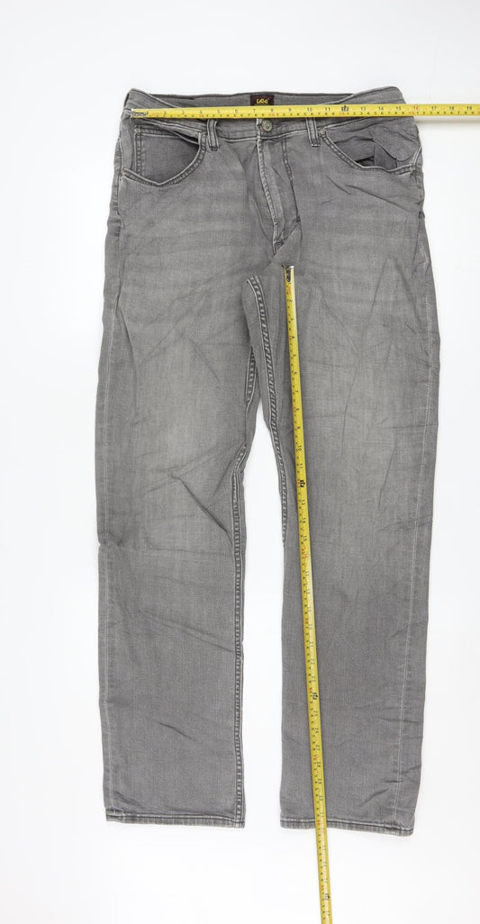 Lee Men's Grey Brooklyn Straight Fit Jeans W34 L32