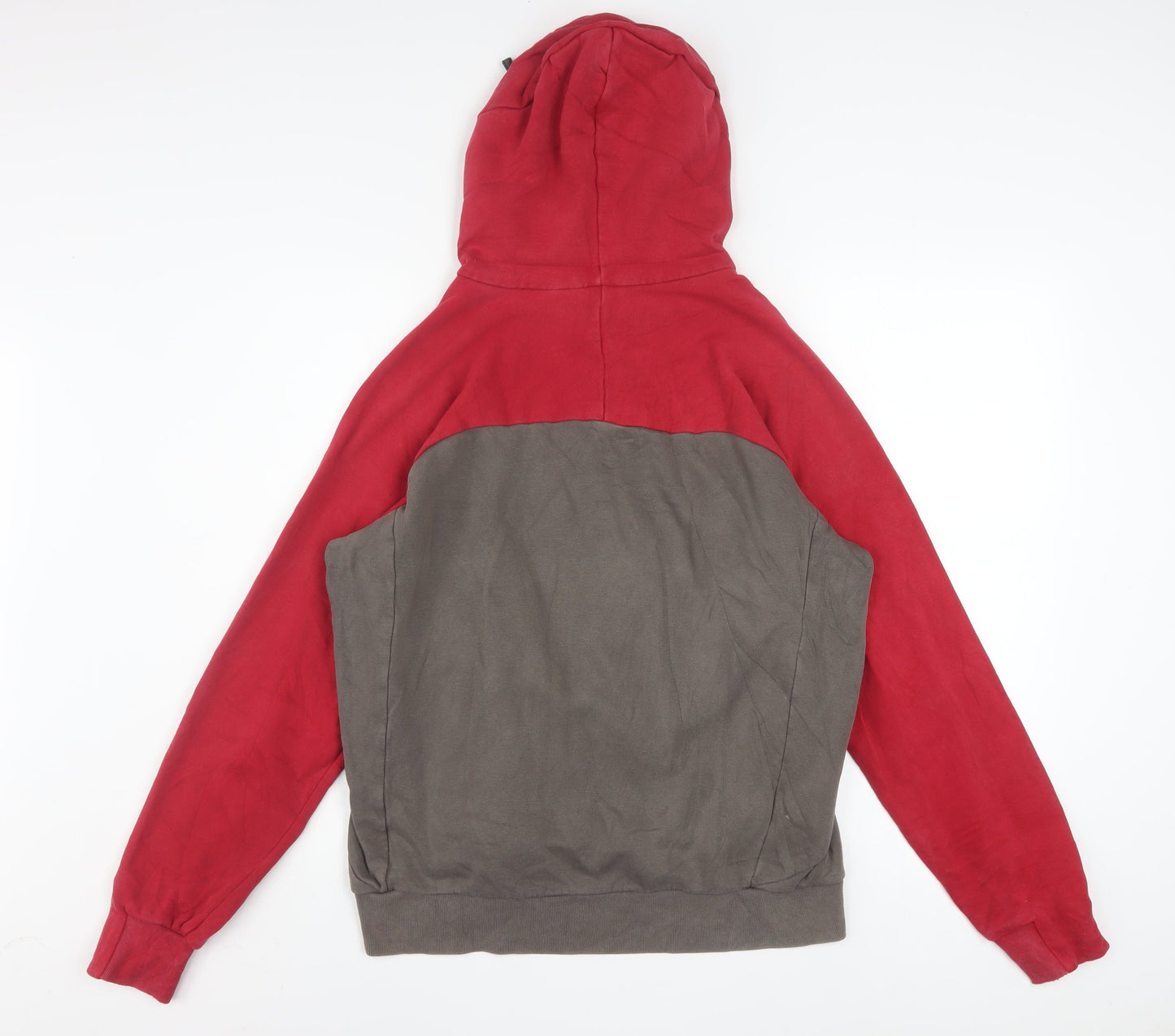 Nike Men's Red Grey 1/2 Zip Hoodie Medium Cotton Blend Athletic Dept