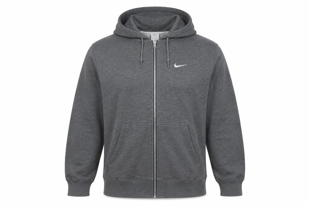Nike Men's Grey Full Zip Hoodie XL Cotton Blend Sportswear
