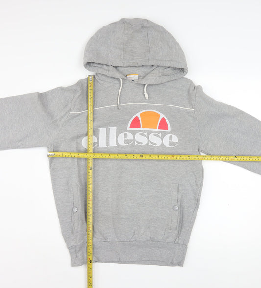 Ellesse Men's Grey Pullover Hoodie M Regular Fit Logo Fleece