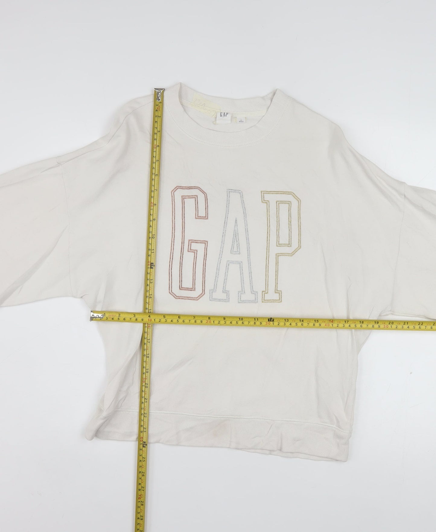 GAP Women Beige Crew Neck Pullover Sweatshirt XS Relaxed Fit