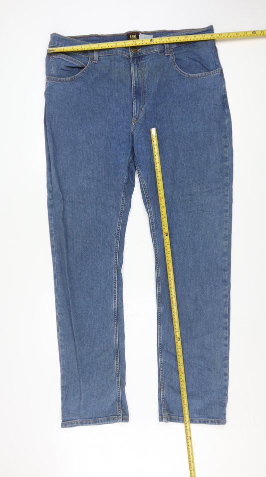 Lee Men's Blue Regular Fit Straight Leg Denim Jeans W40 L34
