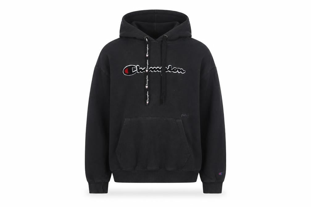 Champion Men's Black Pullover Hoodie Small Logo Fleece Sweatshirt