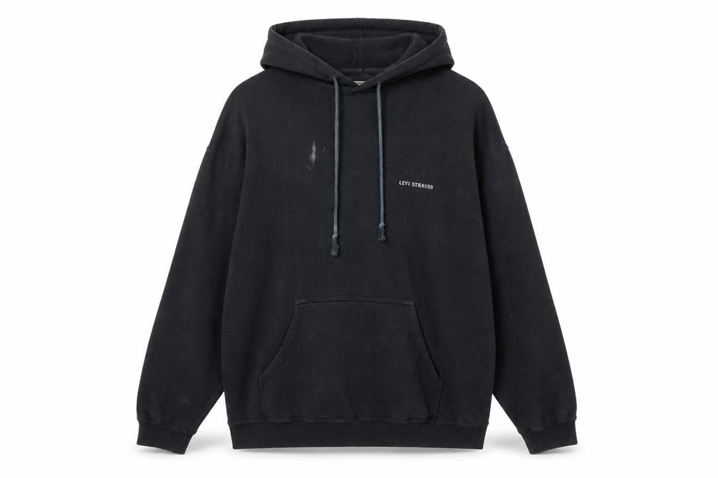 Levi's Men's Black Pullover Hoodie L Logo Fleece Sweatshirt