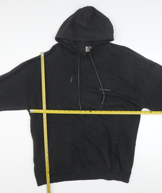 Levi's Men's Black Pullover Hoodie L Logo Fleece Sweatshirt