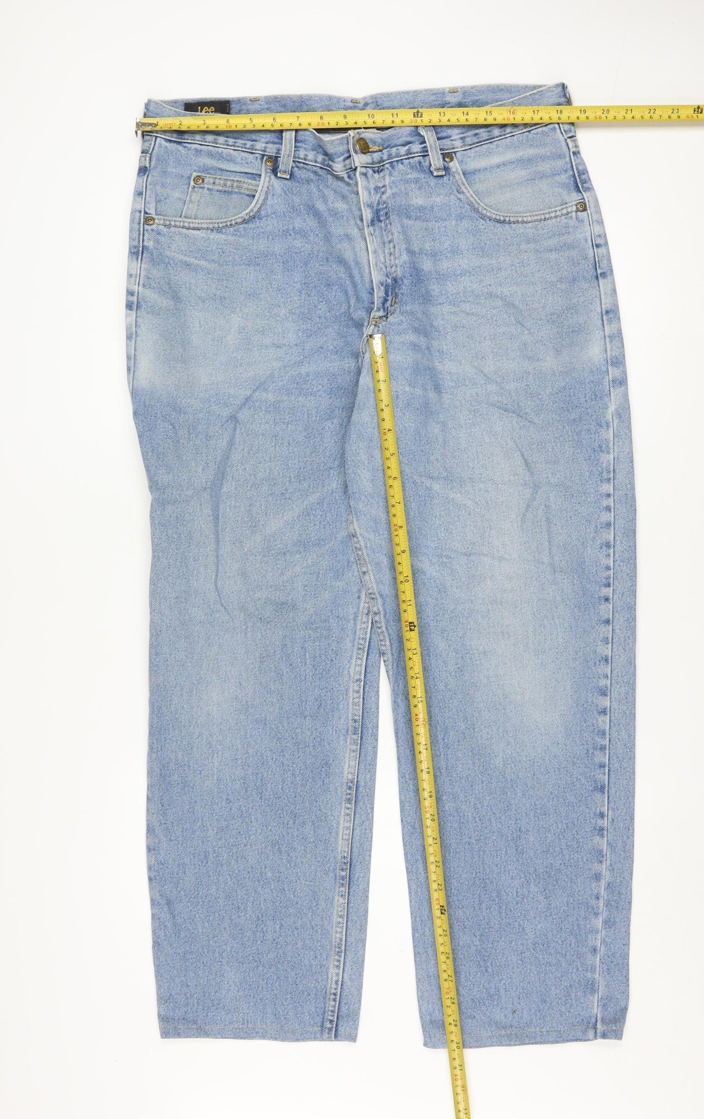 Lee Men's Blue Straight Leg Denim Jeans 38W 32L Regular Fit