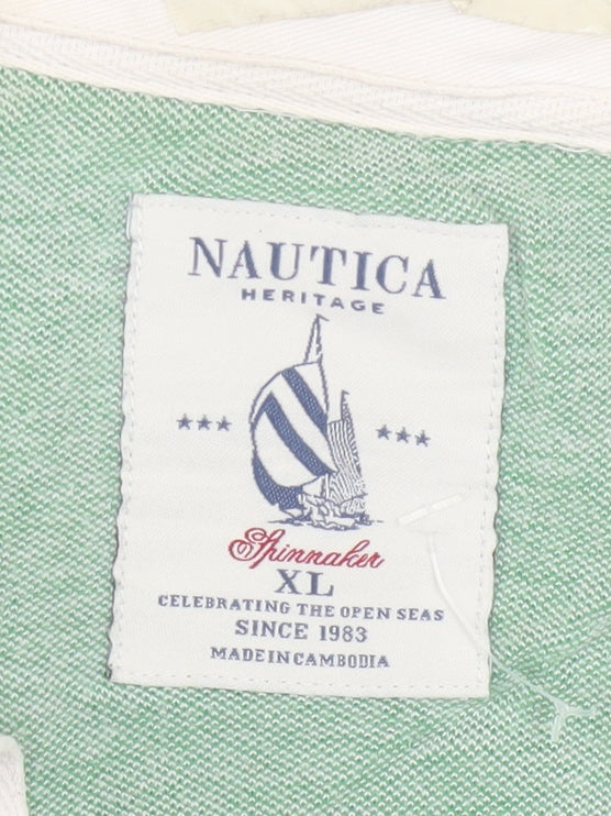 Nautica Men's Green Striped Cotton Rugby Long Sleeve Shirt XL