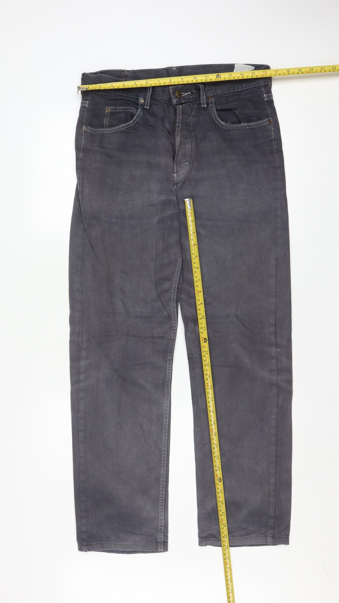 Lee Men's Grey Straight Fit Chicago Jeans Size 32 Regular Denim