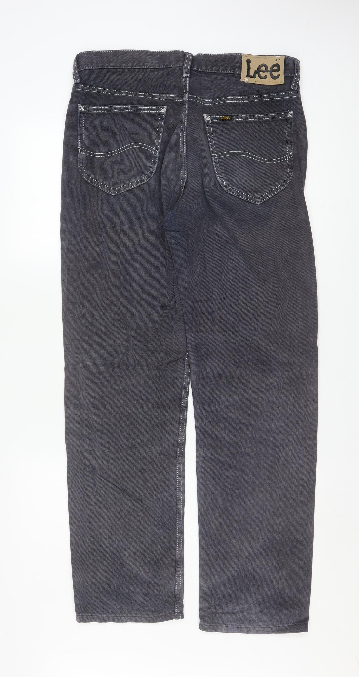 Lee Men's Grey Straight Fit Chicago Jeans Size 32 Regular Denim
