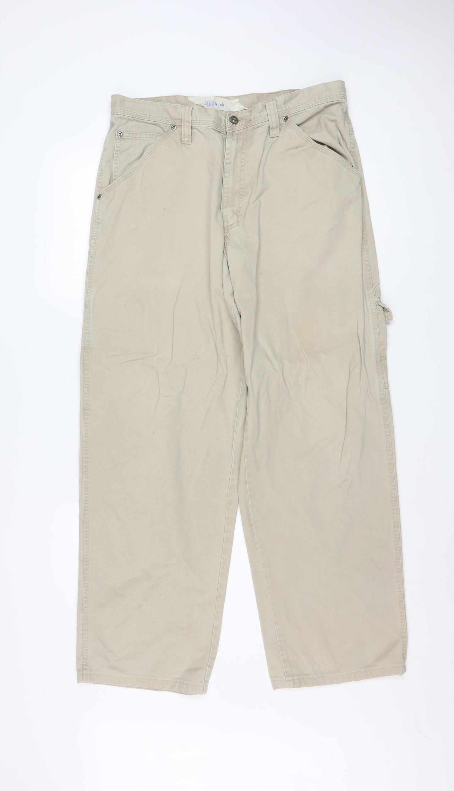 Wrangler Men's Beige Cargo Trousers 32W 34L Cotton Workwear Pants