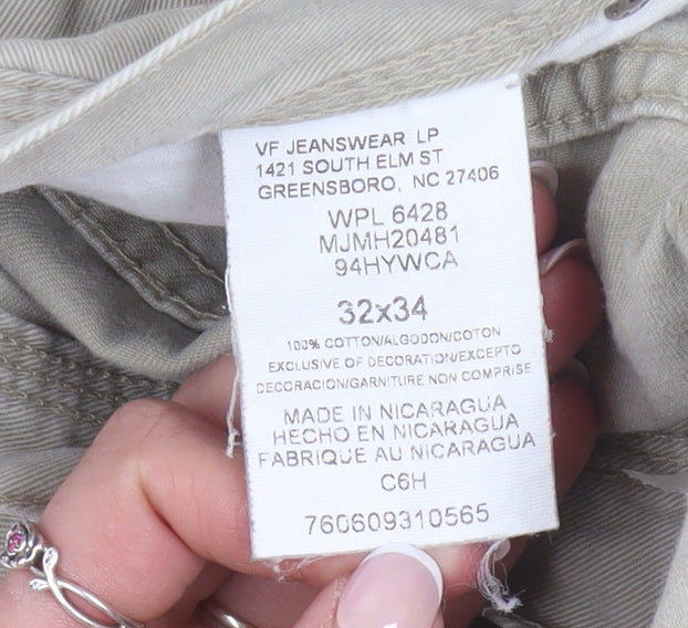 Wrangler Men's Beige Cargo Trousers 32W 34L Cotton Workwear Pants