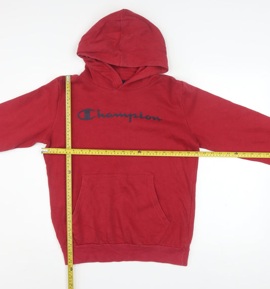 Champion Boys Red Pullover Fleece Hoodie 13-14 Years Logo Print
