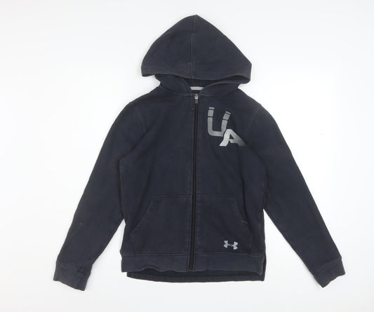 Under Armour Boys Black Full Zip Hoodie YLG 13-14 Years ColdGear Fleece